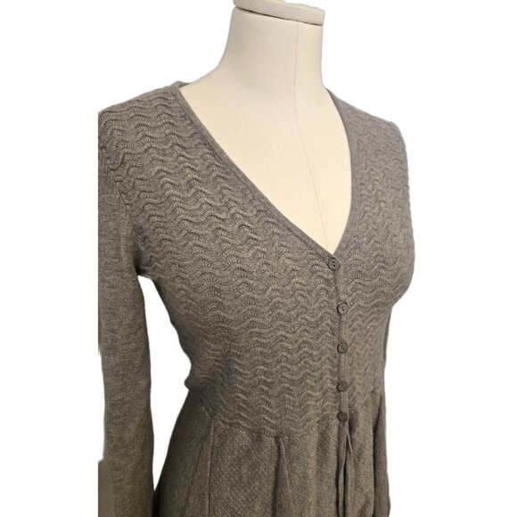 Vintage Y2K Grey Button Peplum Sweater Tight Knit Bella Swan Cute School Sz S - Picture 3 of 7